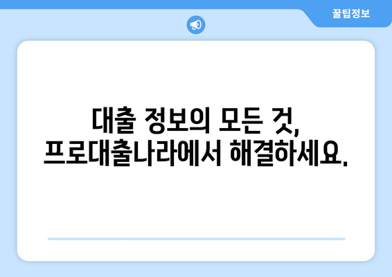 대출신청 궁금증 해결! 대출 정보의 집 프로대출나라