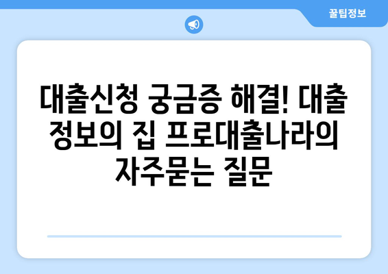 대출신청 궁금증 해결! 대출 정보의 집 프로대출나라