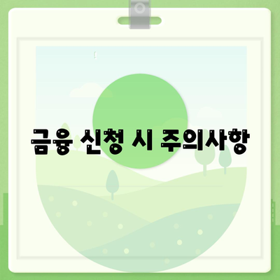 금융 신청 시 주의사항