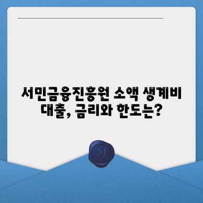 서민금융진흥원 대출 소액 생계비 대출 알아보기