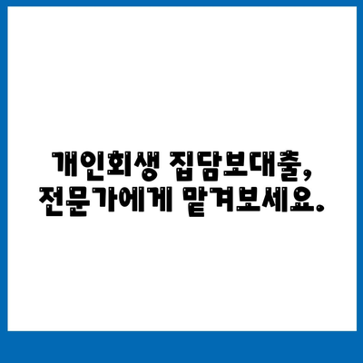 개인회생 집담보대출,별제권 진행 안내