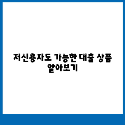 저신용자 대출 가능 옵션