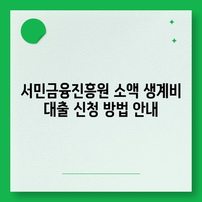 서민금융진흥원 소액 생계비 대출 알아보기