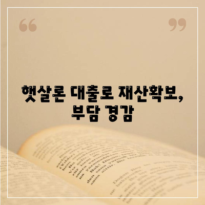 햇살론 대출로 재산확보, 부담 경감