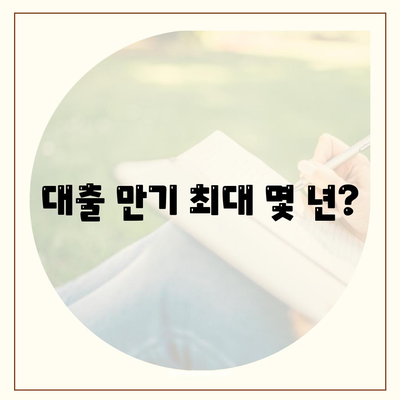 대출 만기 최대 몇 년?