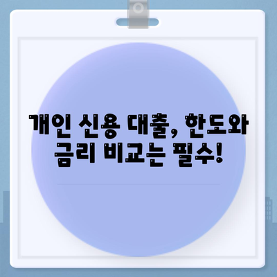 개인 신용 대출, 한도와 비교의 비밀 무기,맞춤 대출