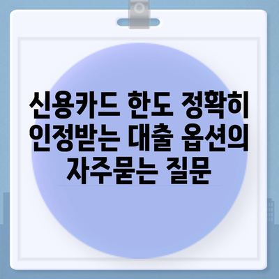 신용카드 한도 정확히 인정받는 대출 옵션