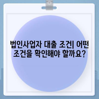 법인사업자 대출의 종류와 조건