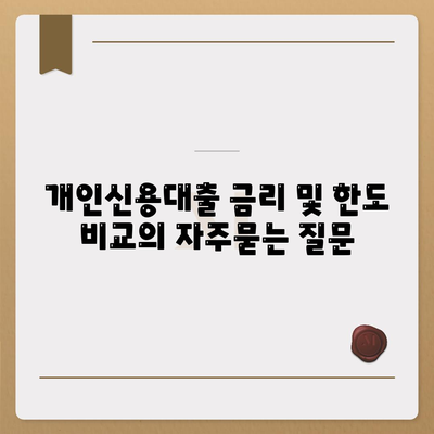 개인신용대출 금리 및 한도 비교