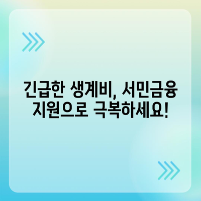 무직자 소액 생계비 대출 서민금융의 지원