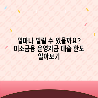 미소금융 운영자금 대출의 금리, 한도, 서류 조건