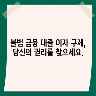 불법 금융 대출 이자 구제 부당 이득 반환으로 해결