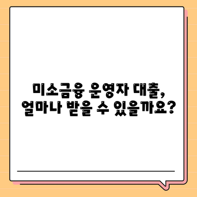 미소 금융 운영자 대출 금리, 한도, 조건 파악하기