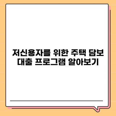 저신용자 주택 담보 대출 옵션 탐색