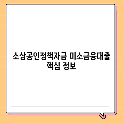 소상공인정책자금 미소금융대출의 핵심 정보