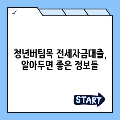 청년버팀목 전세자금대출 안내,조건, 금리, 취급