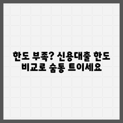 개인 신용대출 금리 및 한도 비교, 맞춤대출로 해결