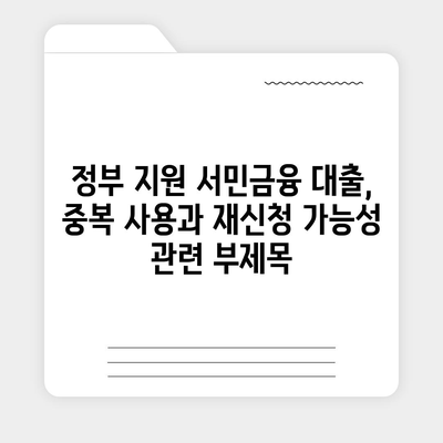 정부 지원 서민금융 대출, 중복 사용과 재신청 가능성