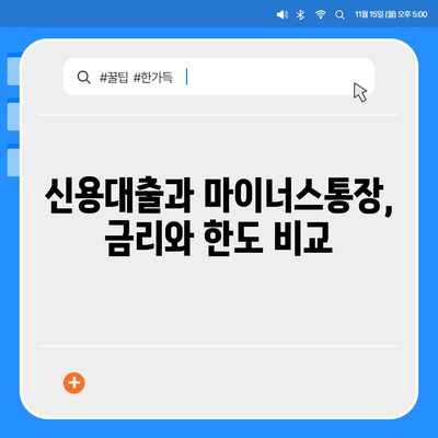 신용대출 vs 마이너스통장,주요 차이점과 고려사항