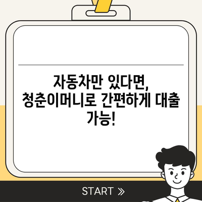 무입고 자동차담보대출,청춘이머니로 쉽게 대출