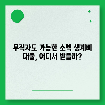 무직자 소액 생계비 대출 서민금융의 지원