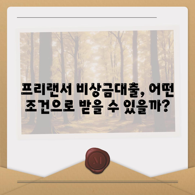 프리랜서 비상금대출