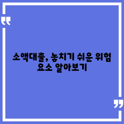 소액대출 이해하기