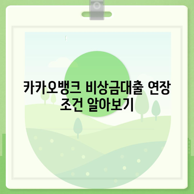 카카오뱅크 비상금대출 연장