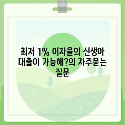 최저 1% 이자율의 신생아 대출이 가능해?