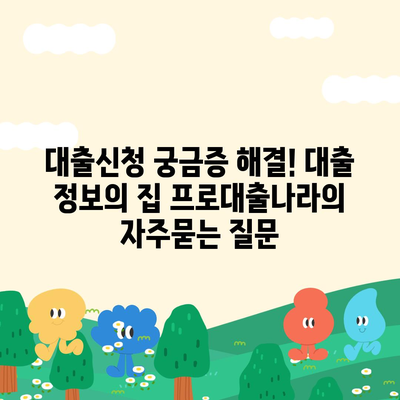 대출신청 궁금증 해결! 대출 정보의 집 프로대출나라