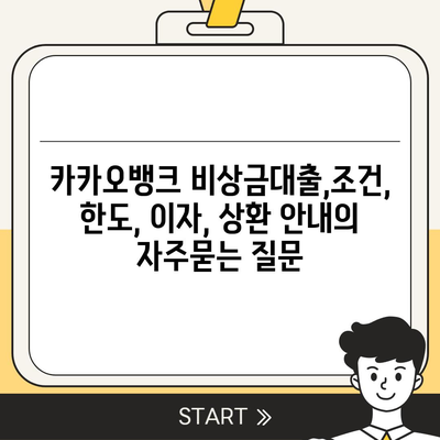 카카오뱅크 비상금대출,조건, 한도, 이자, 상환 안내