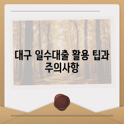 대구 일수대출 철저한 가이드