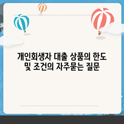 개인회생자 대출 상품의 한도 및 조건