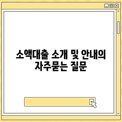 소액대출 소개 및 안내