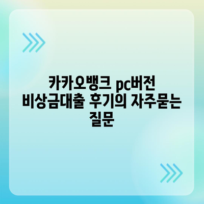 카카오뱅크 pc버전 비상금대출 후기