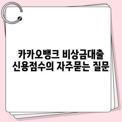 카카오뱅크 비상금대출 신용점수