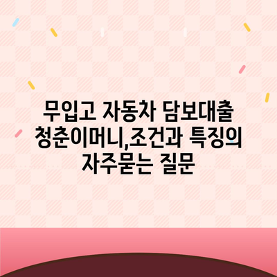 무입고 자동차 담보대출 청춘이머니,조건과 특징