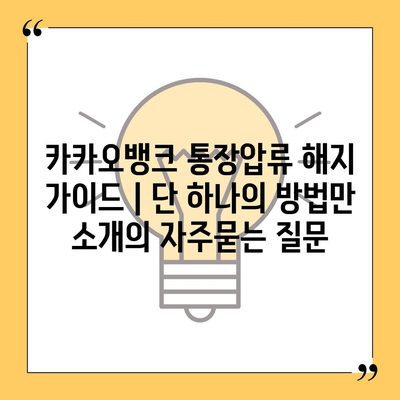 카카오뱅크 통장압류 해지 가이드 | 단 하나의 방법만 소개