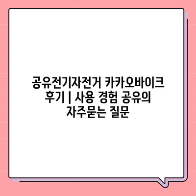 공유전기자전거 카카오바이크 후기 | 사용 경험 공유