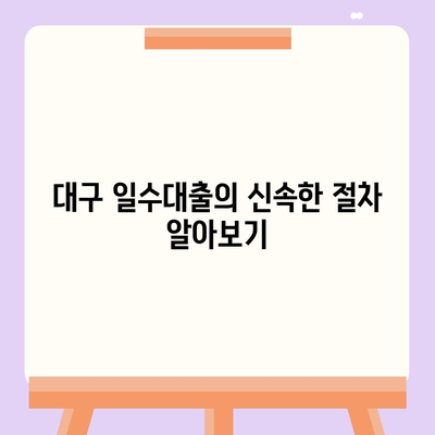 대구 일수대출 꼼꼼하게,한도, 조건, 절차까지