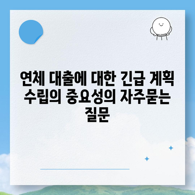 연체 대출에 대한 긴급 계획 수립의 중요성