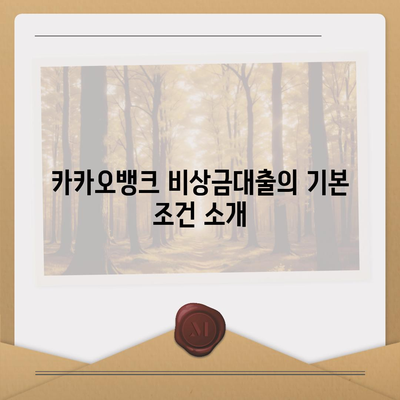 카카오뱅크 비상금대출 조건