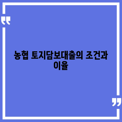 농협·수협·신협·새마을금고 토지담보대출 핵심 포인트 및 수수료